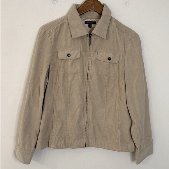 Amber Sun Casual Neutral Beige Jacket zippered collar chest & waist pockets XL - Picture 1 of 11